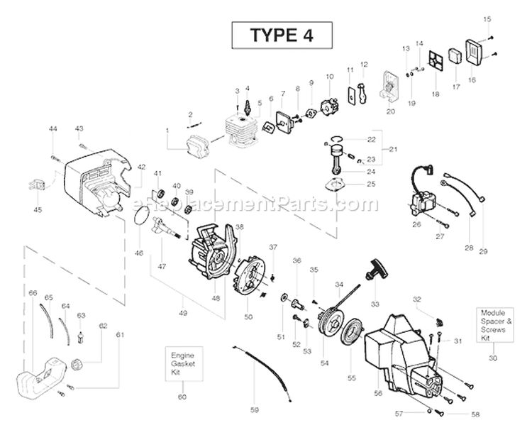 Page C Diagram and Parts List for PL500 Type 4 Weed Eater Trimmer